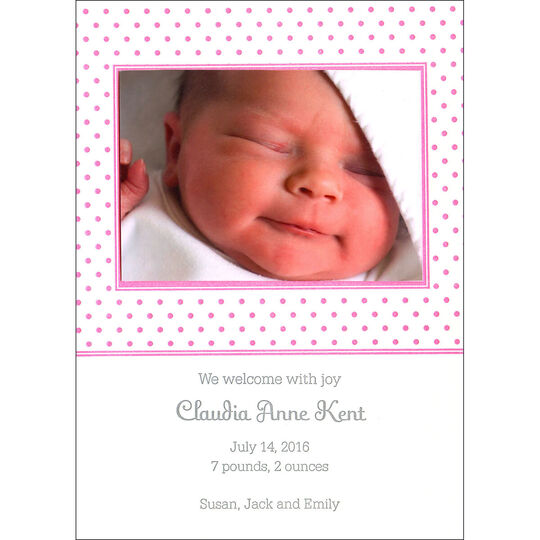 Sweet Mini Dot Photo Letterpress Baby Girl Announcements